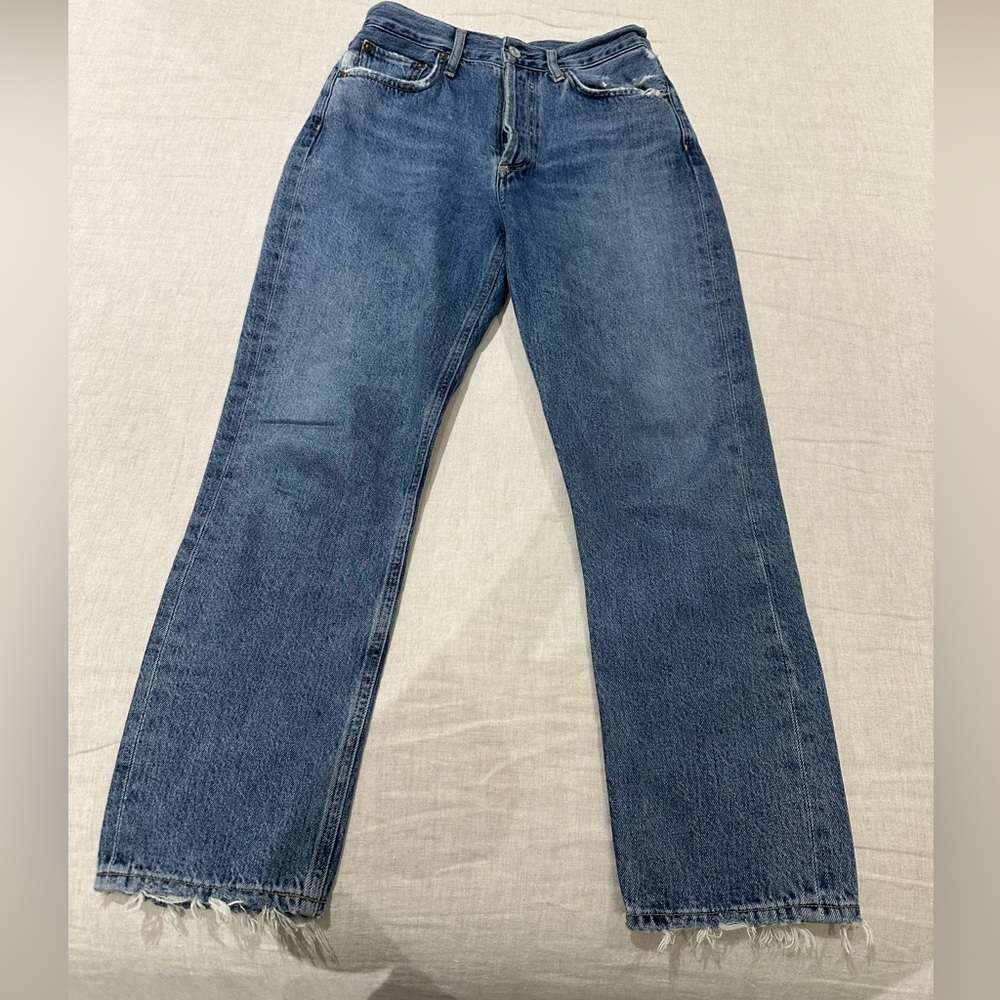 AGOLDE Blue Frayed Hem Jeans